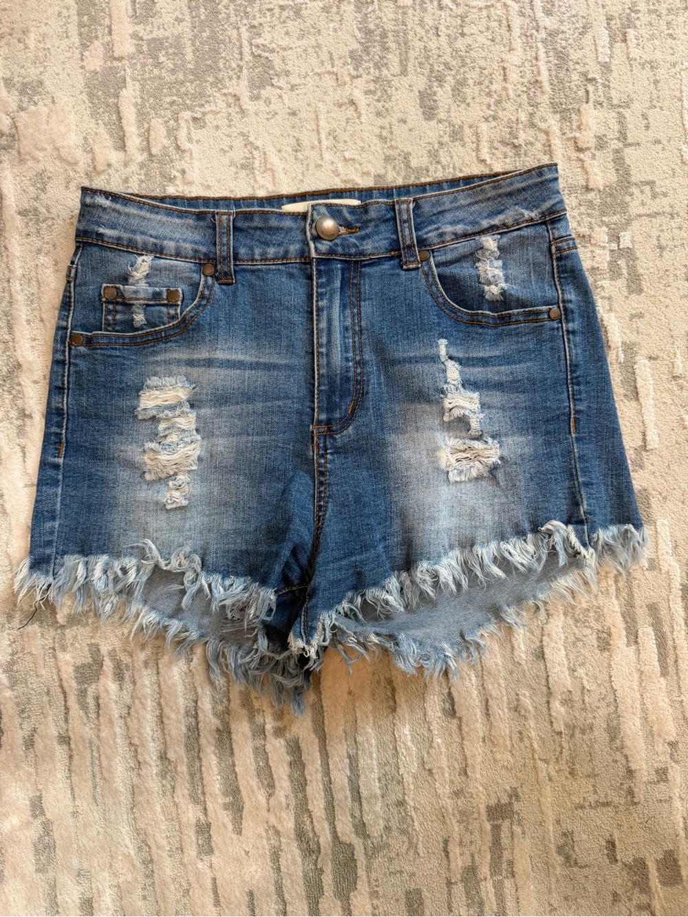 New mind code Distressed Women's Denim Cutoff Shorts - Blue